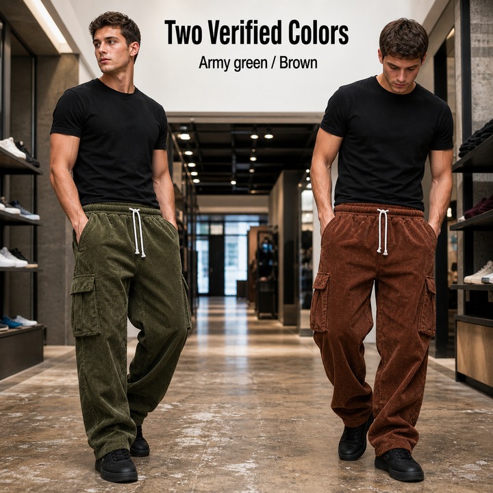 Men's Corduroy Pants Casual Wide Leg Breathable Multi Pocket Straight Leg Autumn Winter Style_viptrois.com