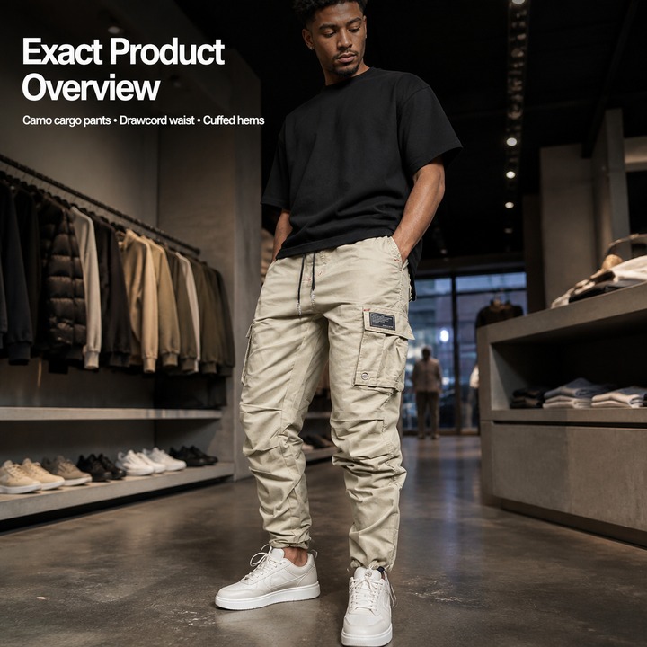 Men's Clothing Spring Autumn Men's Casual Loose Cuff Trousers Multi Pocket Solid Color Workwear For Formal & Casual_viptrois.com