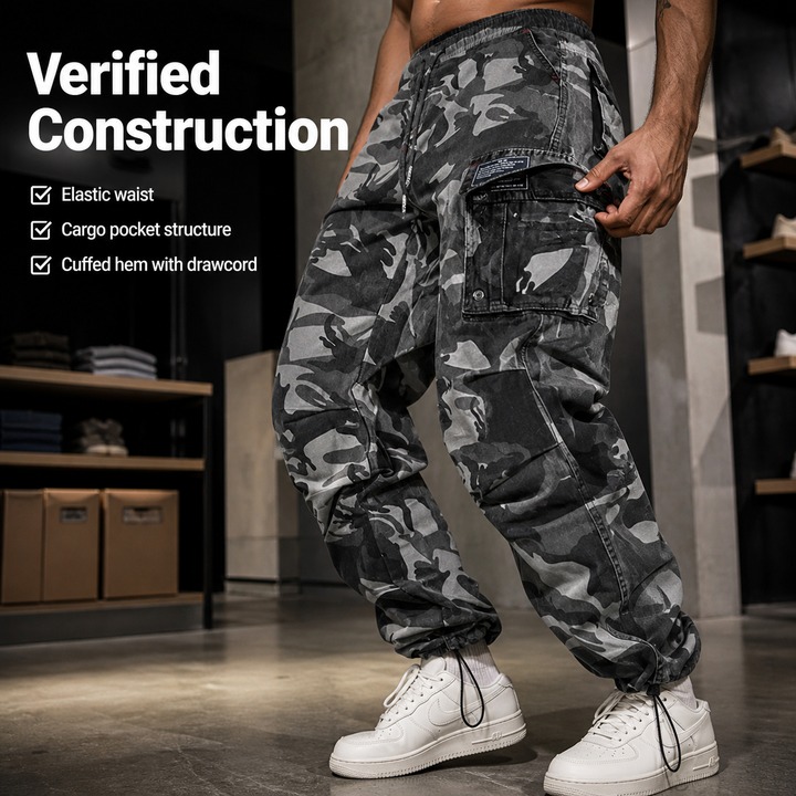 Men's Clothing Spring Autumn Men's Casual Loose Cuff Trousers Multi Pocket Solid Color Workwear For Formal & Casual_viptrois.com