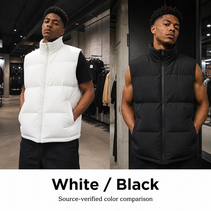 ​​Unisex Quilted Sleeveless Puffer Vest, Aesthetic With Thickened Insulation, Stand Collar Utility Style For Men & Women​​_viptrois.com