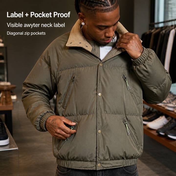 Unisex Vintage-Inspired Short Puffer Jacket, Minimalist Stand Collar Coat With Thickened Cotton Fill, Streetwear For Couples & Urban Styling_viptrois.com