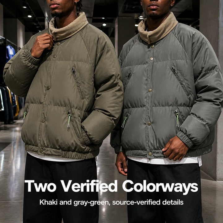 Unisex Vintage-Inspired Short Puffer Jacket, Minimalist Stand Collar Coat With Thickened Cotton Fill, Streetwear For Couples & Urban Styling_viptrois.com