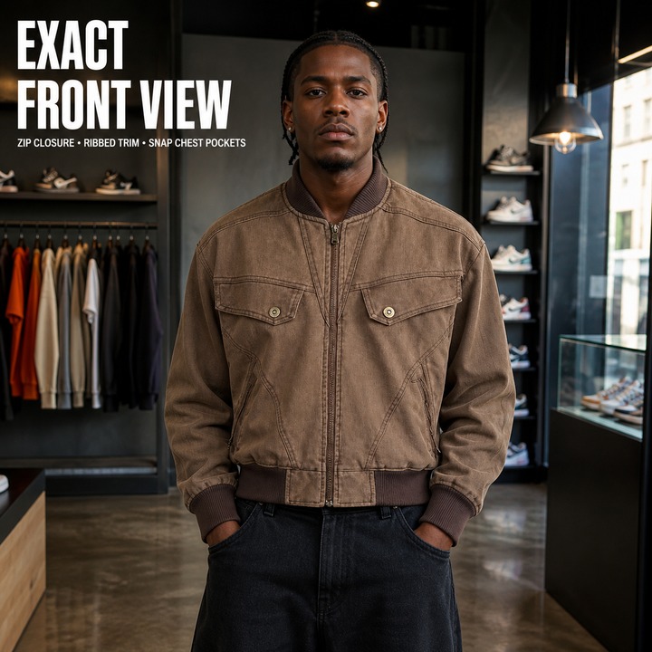 ​​Men's Vintage Workwear Jacket, Thickened Cotton Baseball Coat With Aesthetic, Rugged Streetwear For Urban Exploration​​_viptrois.com