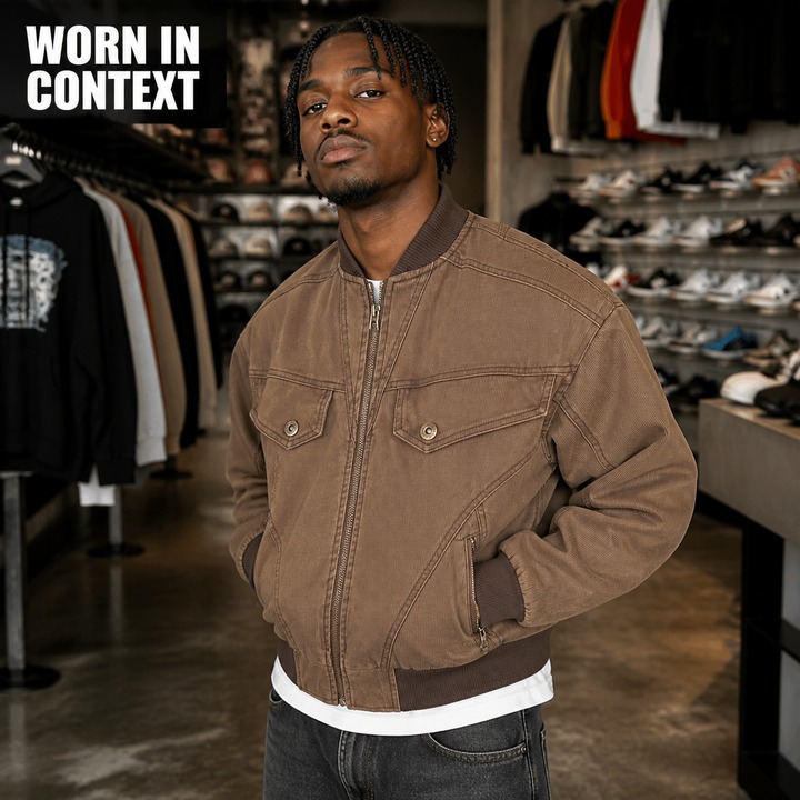​​Men's Vintage Workwear Jacket, Thickened Cotton Baseball Coat With Aesthetic, Rugged Streetwear For Urban Exploration​​_viptrois.com