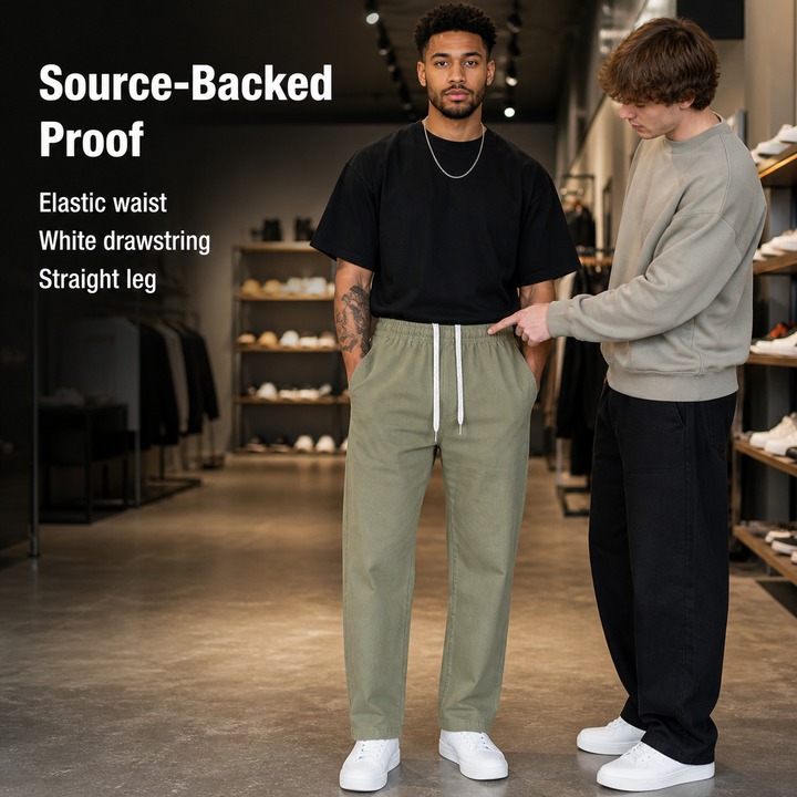 Men's Clothing Summer Men's Commuter Casual Trousers High Street Style Simple Sporty Loose Fit Drawstring Straight Leg Breathable_viptrois.com