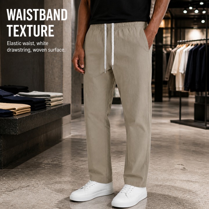 Men's Clothing Summer Men's Commuter Casual Trousers High Street Style Simple Sporty Loose Fit Drawstring Straight Leg Breathable_viptrois.com