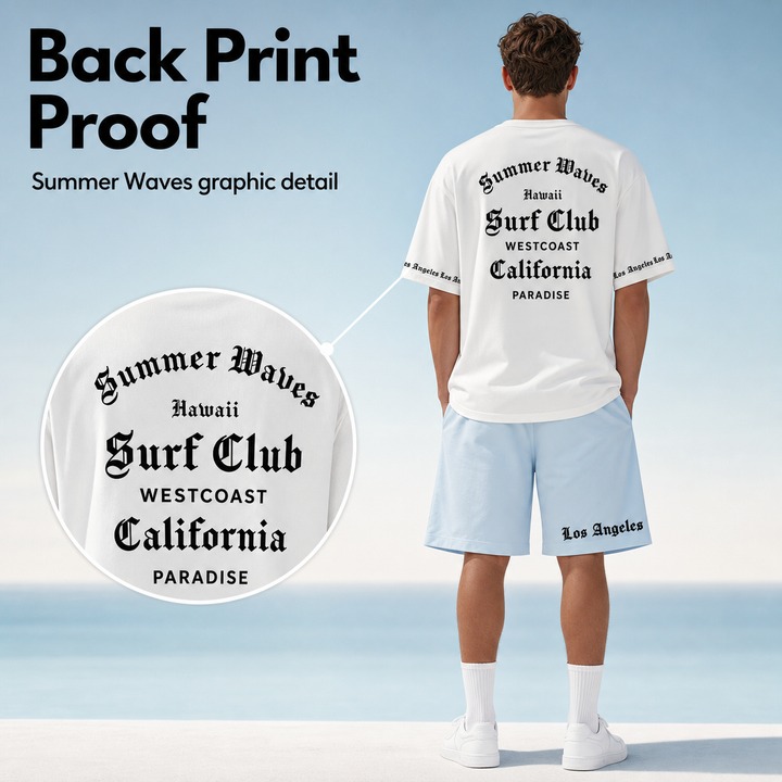 Men's Casual Style T-Shirt Short Sleeve Round Neck Street Style Printed Letter Breathable Summer Soft Set Los Angeles Theme_viptrois.com