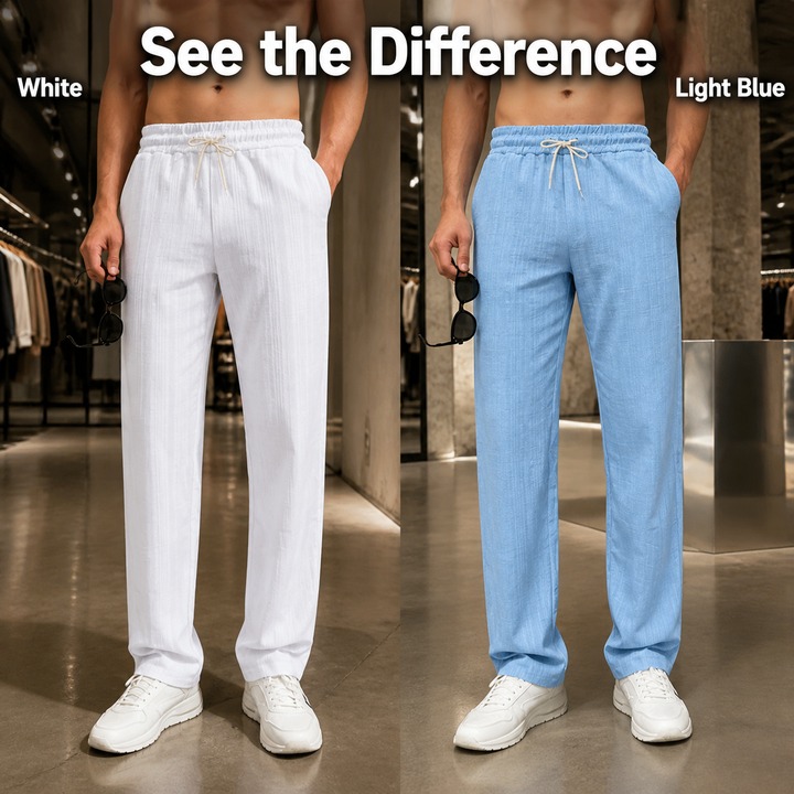 Men's Clothing Men's Casual Pants Loose Fit Breathable Linen Like Bamboo Joint Style Simple Sports Jogging Straight Leg Long_viptrois.com