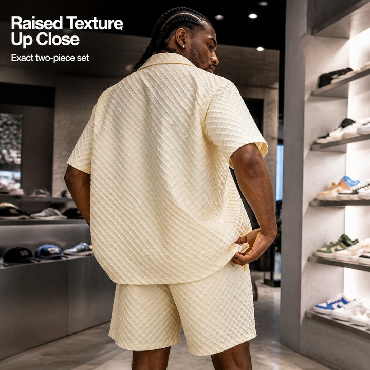 Men's Clothing Summer Ice Silk Suit For Men, Handsome Trendy Short-sleeved Shirt And Shorts, A Set Of Plaid Thin Sports And Leisure Two-piece Suit_senzul.com