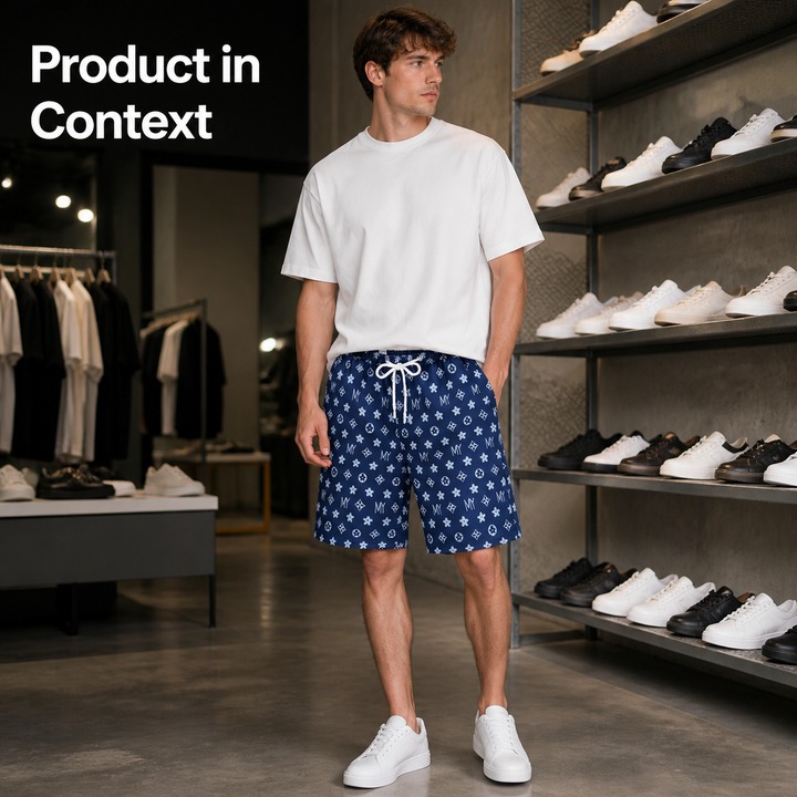 Men's Casual Ice Silk Shorts Stylish Triangular Logo Trendy Sports Five Point Pants Mid Waist Elastic Comfortable Summer Thin_viptrois.com