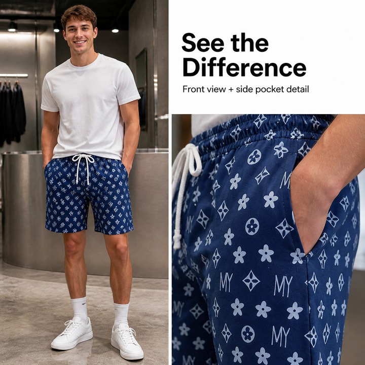 Men's Casual Ice Silk Shorts Stylish Triangular Logo Trendy Sports Five Point Pants Mid Waist Elastic Comfortable Summer Thin_viptrois.com