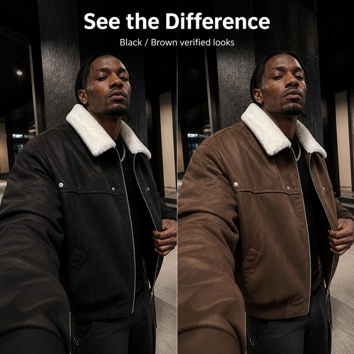 ​​Men's Retro PU Leather Shearling Bomber Jacket, Thickened Short Puffer Coat With Stand-Up Collar, Maillard Style Vintage Aviator Jacket For Winter​​_viptrois.com