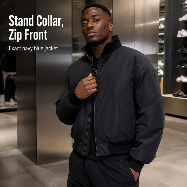 ​​Men's Brown Stand-Collar Bomber Jacket, Oversized Short Puffer Coat Vintage-Inspired Quilted Lining, Urban Streetwear Essential​​_viptrois.com